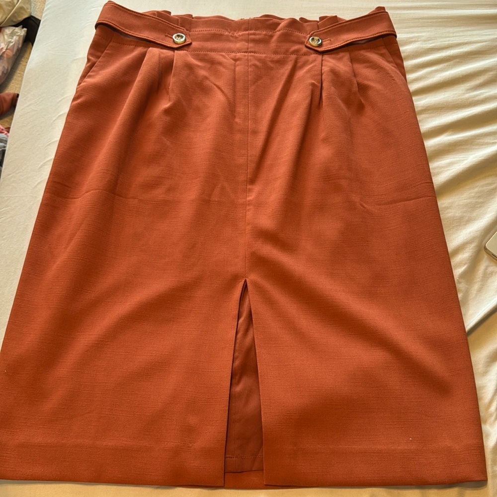 Ann Taylor High Waisted Midi Skirt - Burnt Orange
